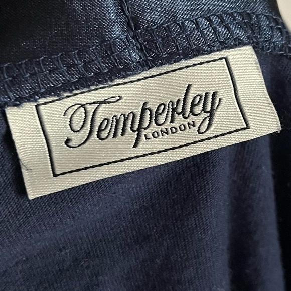 Temperley London • Navy Blue Satin V Neck Blouse - Picture 5 of 6